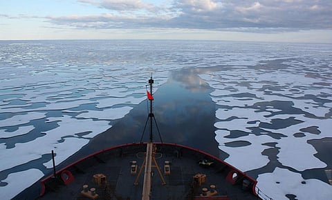 The Arctic ice is rapidly breaking up, suggesting an emergence of “unusually thin” sea ice covers. (Credit: NASA)