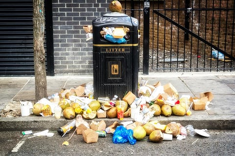 A garbage bin in Brick Lane, London  Credit: Flickr