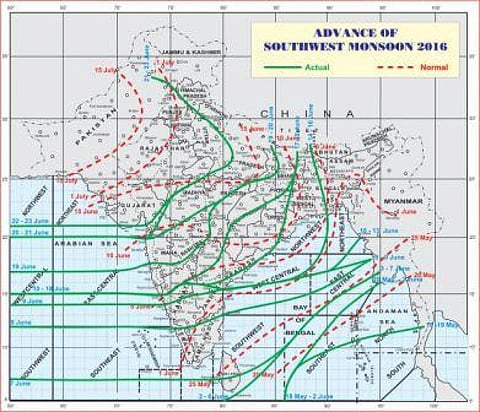 Map shows the progress of south-west monsoon in India as on June 24 
Credit: IMD