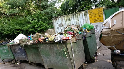 Garbage bins outside a residential block in Vasant Vihar, Delhi (Photo: Apula Singh)