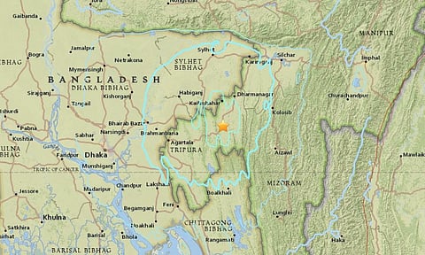 Tripura is highly vulnerable to earthquakes as it is situated on seismic zone V. Credit: USGS