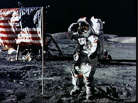 Apollo astronaut Eugene Cernan after successfully landing on the surface of the moon in 1972. Credit: NASA/ Flicker