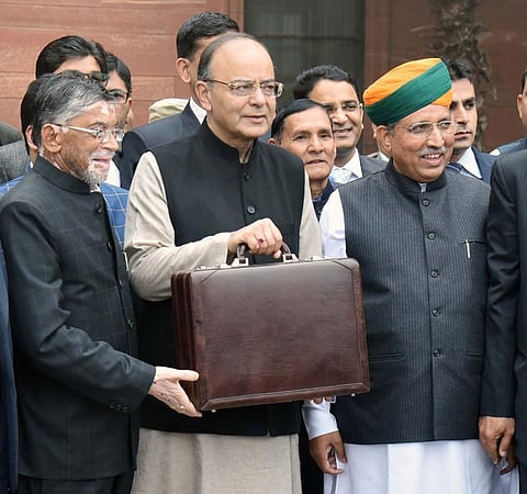 Finance Minister Arun Jaitley presented his fourth annual budget with a focus on how to transform, energise and clean India. Credit: PIB
