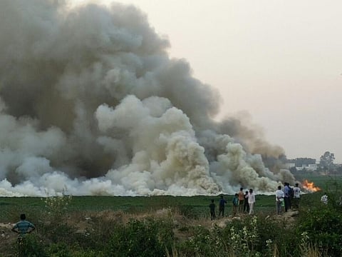 The Bellandur Lake in Bengaluru caught fire as recently as May 7, as per media reports (Credit: DCP Traffic East / Twitter)