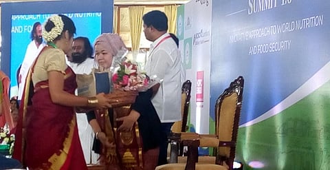 Helianti Hilman, founder JAVARA Indigenous Indonesia, at the Natural Framing Summit in Bengaluru. Credit: Subhojit Goswami / DTE