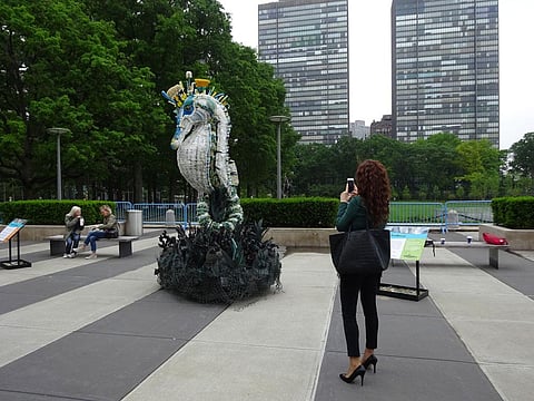 Installation at the Ocean Conference in New York (Vibha Varshaney/CSE)