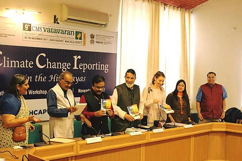 Noted environmentalist Chandi Prasad Bhatt and others inaugurating the 9th CMS Vatavaran Film Festival near Rajghat Credit: CMS Vatavaran