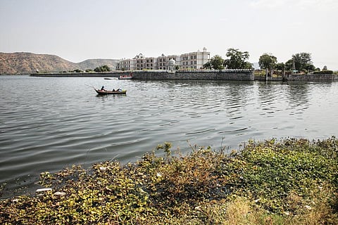 Mumbai-based Vardha Enterprise Private Ltd was allowed construction on 2 ha but encroached almost the entire island on Udaisagar lake (Photo: Vikas Choudhary)