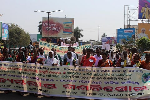 The protest is a way of mobilising public opinion against the draft CAF rules. Credit: Campaign for Survival and Dignity