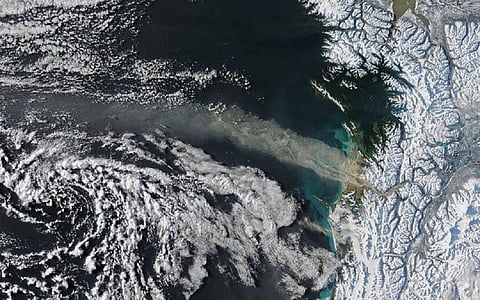 Dust storms in the Gulf of Alaska, captured by NASA’s Aqua satellite. NASA