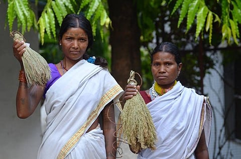 The woman on the left is holding sikiya. Credit: Krishna Prasad Govindaiah