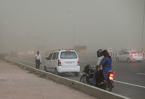 Delhi's Akshardham area during a recent dust storm          Credit: Vikas Choudhary
