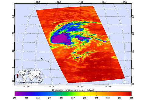 This image shows Hurricane Lane as observed by the Atmospheric Infrared Sounder (AIRS) instrument on NASA's Aqua satellite on Thursday, August 23.
Credits: NASA/JPL-Caltech
