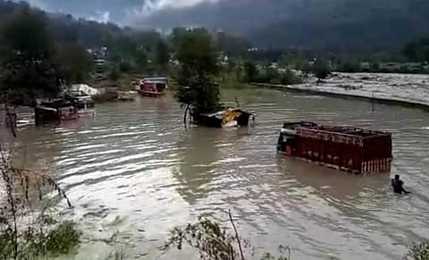 The floods in Himachal Pradesh are not going to abate anytime soon as most of the rivers and tributaries, especially the Beas, are still in furious spate. Credit: Om Prakash