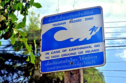 A Tsunami warning board in Thailand.    Credit: Getty Images