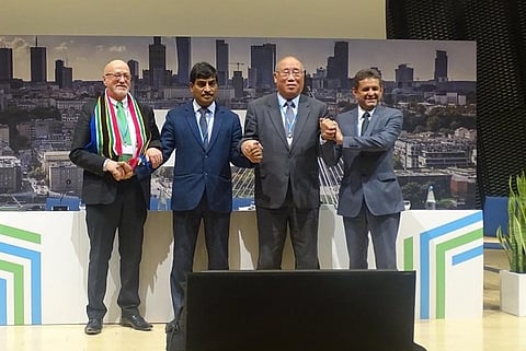 BASIC group held a press conference to share their positions and concerns in the ongoing climate change negotiations at COP24. Credit: India@COP24/Twitter