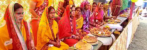 Women showcase their expertise in making 'peetha' sweets at a PEETHA camp. Credit: Priya Ranjan Sahu