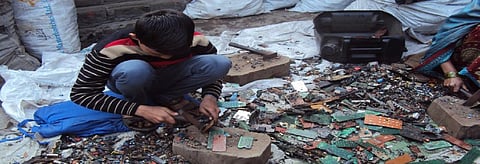 A child dismantling e-waste in Moradabad, Uttar Pradesh. Credit: Sadia Sohail