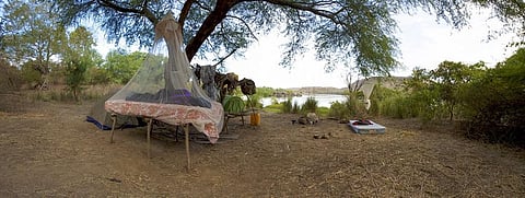 People use mosquito net at a wild camp site beside Niger River in Mali. Photo: Getty Images
