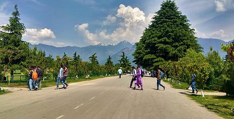 The campus at Kashmir University, without vehicles. Photo taken by a Kashmir University student