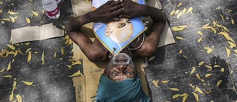 A file photo of a farmer from Tamil Nadu protesting at Jantar Mantar in New Delhi. Photo: Vikas Choudhary