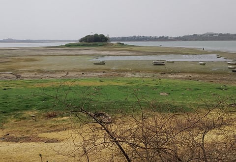 भोपाल, ताकिया टापू के पास पूरी तरह सूख चुका है बड़ा तालाब। फोटो: मनीष चंद्र मिश्रा