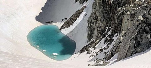 A view of the meltwater lake at an altitude of 3,400 metres high in French Alps
Photo: Bryan Mestre/Instagram