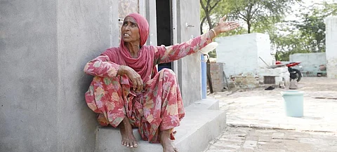 Bimla Surjwan of Nidana village in Haryana's Jind district got her twin pit toilet made three months ago by taking loans from a private moneylender. She is yet to avail the Rs 12,000 subsidy under Swachh Bharat Mission. Photo: Srikant Chaudhary