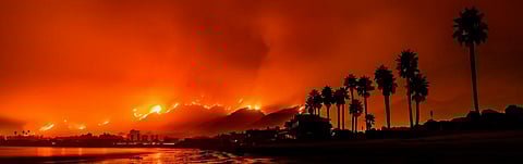 A wildfire near Santa Barbara, California, United States. Photo: Getty Images