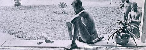 Nsala, of the disctrict of Wala, looks at the severed hand and foot of his five-year-old daughter, Boali, a victim of the Anglo-Belgian India Rubber Company militia. Photo: Wikimedia Commons