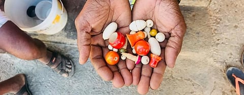 Artisan displaying articles made from ivory wood. Photo: Dhanya B and Samudyatha R