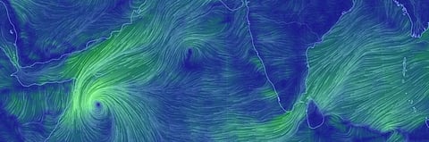 Cyclone Pawan will cross the Somali coast on the morning of December 7, 2019. Photo: https://earth.nullschool.net/