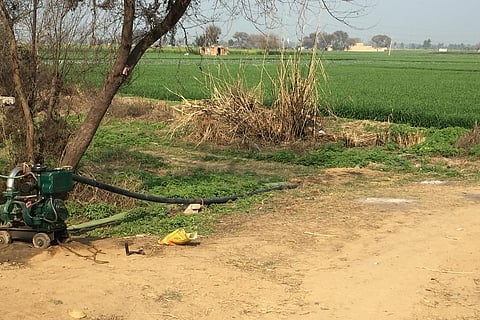 मेवात में खेतों में सिंचाई के लिए ट्यूबवेल लगे हैं, लेकिन कई जगह पानी खराब न होने के कारण ट्यूबवेल से भी सिंचाई नहीं हो पा रही है। फोटो: शाहनवाज आलम