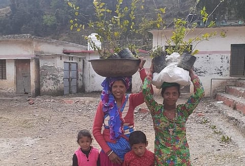 उत्तराखंड में लोग अपने स्तर पर वृक्षारोपण कर जलवायु परिवर्तन से निपटने का इंतजाम करते हैं। फोटो: त्रिलोचन भट्ट