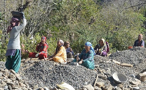 हिमाचल प्रदेश में मनरेगा के तहत काम करती स्थानीय महिलाएं। फोटो: रोहित पराशर