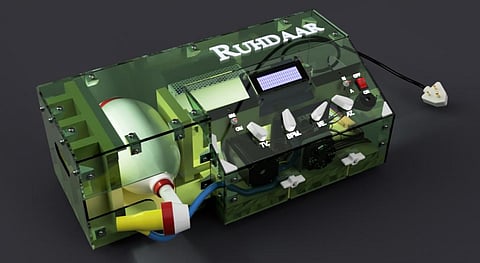 आईआईटी, बॉम्बे के छात्रों द्वारा तैयार किए गए वेंटिलेटर का मॉडल। फोटो: पीआईबी