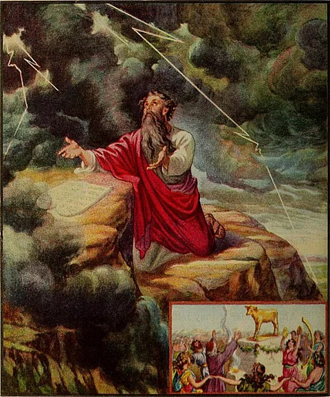 In the Biblical tale, Moses, warns the Pharaoh (ruler) of Egypt that his kingdom would be ravaged by plagues if he refused to obey God's command. Please note that the image pertains to an episode called "The ten commandments and the golden calf" in the Bible Primer, Old Testament, (1919) and has been used for representative purposes only. (Image credit: Wikimedia Commons)
