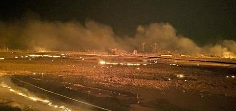 Two firefighters died on June 9, 2020, while trying to control the blaze at the Baghjan 5 well in Assam. Photo: Twitter