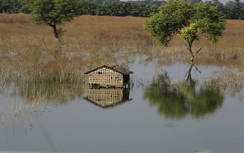 कोसी नदी में आई बाढ़ के कारण बिहार के खगड़िया जिले का फाइल फोटो: विकास चौधरी