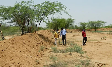 भंवरी गांव में तैयार हो रहा नाडा। फोटो: अनिल अश्वनी शर्मा