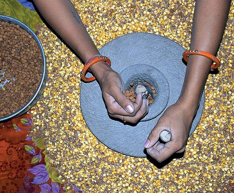 Working the chakki improves spine health, helps reduce fat and is a good alternative to going to the gym