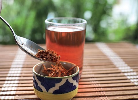 Water infused with ground pulp of Himalayan cherry or pathimukham (Photograph: Vikas Choudhary)
