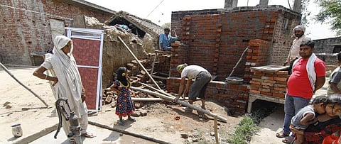 A toilet being constructed in Uttar Pradesh's Gonda district. Photo: Vikas Choudhary / CSE