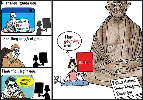 How Gandhi’s doggedness continues to inspire Indian cartoonists