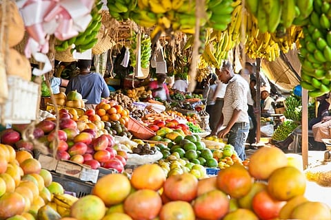 A fruit and vegetable market in Kenya