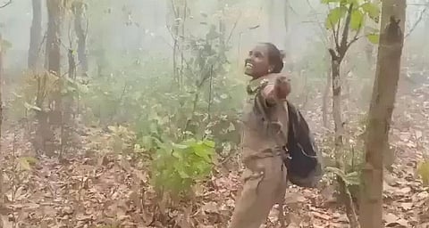 The video of a forest guard from Pithabata range dancing at the arrival of the rain has gone viral.