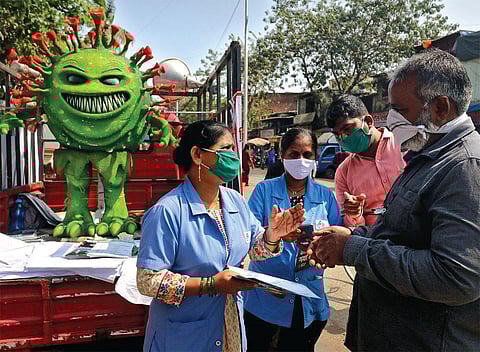 A Union health ministry team that recently visited Maharashtra says the state health machinery has been lax after the downward trend of COVID-19 since September 2020 (Photograph: Reuters)