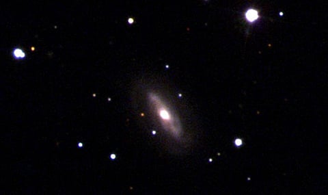 Galaxy J0437+2456 is thought to be home to a supermassive, moving black hole. Image: Sloan Digital Sky Survey (SDSS)