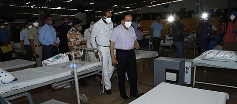 Health Minister Harsh Vardhan at the newly inaugurated Sardar Patel Covid-19 Care Centre in Chhattarpur, New Delhi. Photo: Twitter Handle of Harsh Vardhan