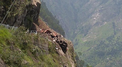 The site of the landslide in Kinnaur. Photo: @ITBP_official / Twitter